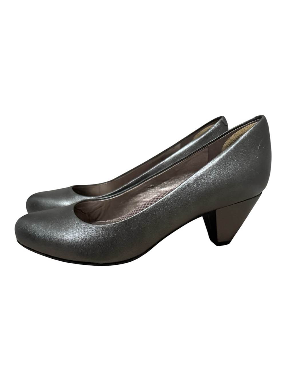 Easy Spirit Metallic Silver Mid-Block Heel Pump
